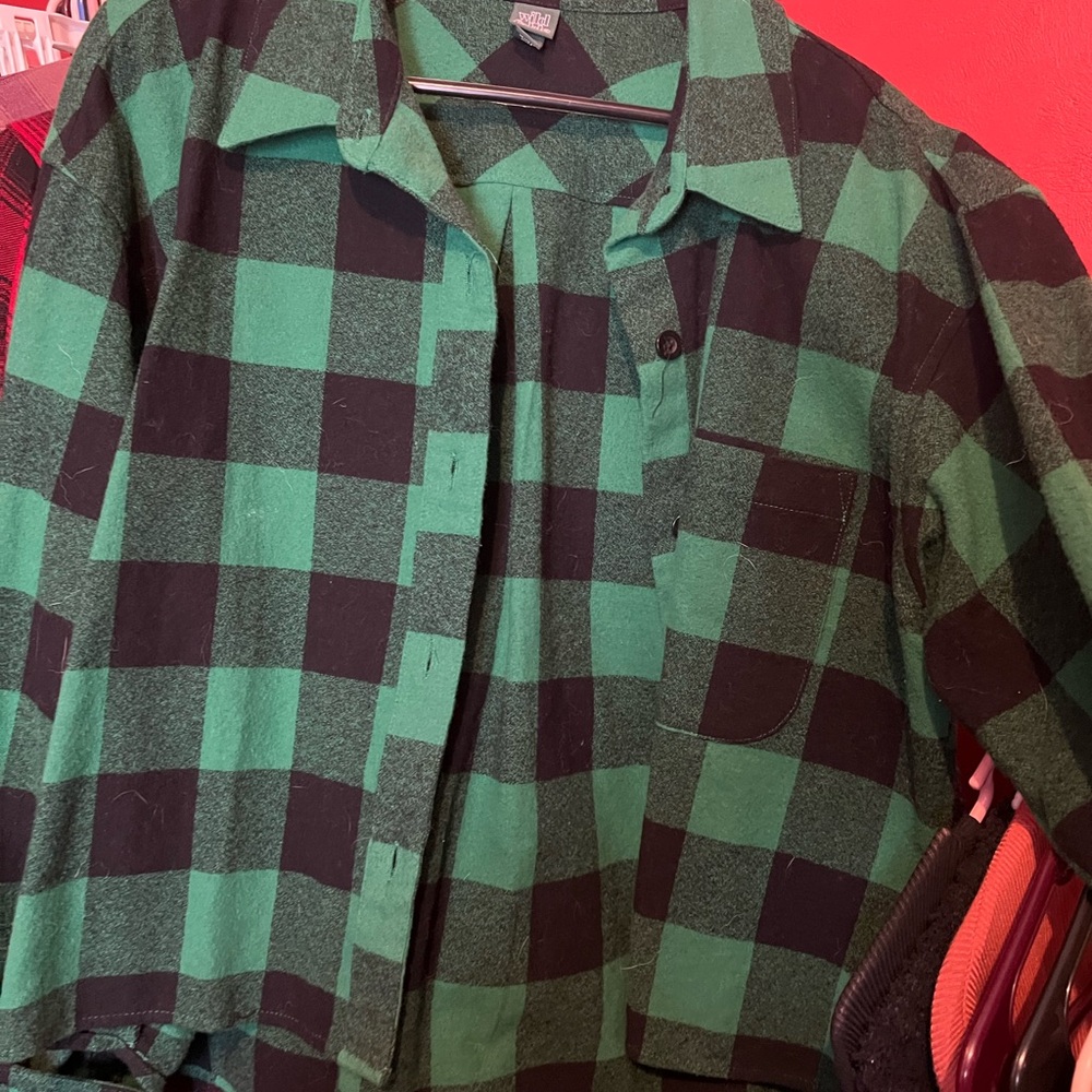 Women Green and Black Checkered Shirt